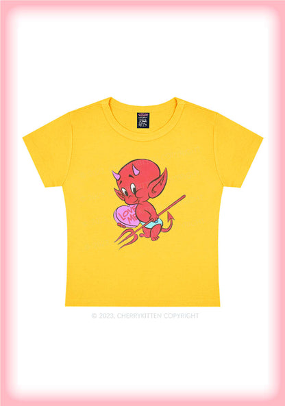 Valentine's Day Devil Love Me Y2K Baby Tee Cherrykitten