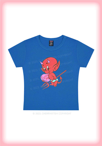 Valentine's Day Devil Love Me Y2K Baby Tee Cherrykitten