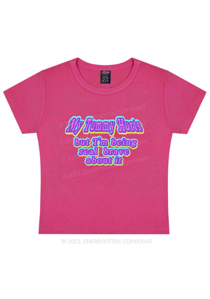 Curvy My Tummy Hurts Y2K Baby Tee Cherrykitten