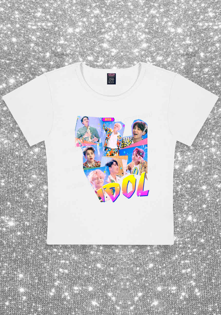 Bangtan Idol Kpop Y2K Baby Tee Cherrykitten