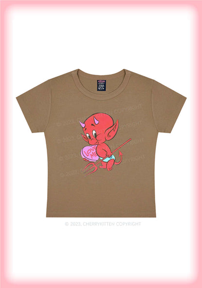 Valentine's Day Devil Love Me Y2K Baby Tee Cherrykitten