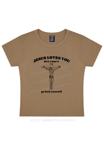 Jesus Loves You Y2K Baby Tee Cherrykitten