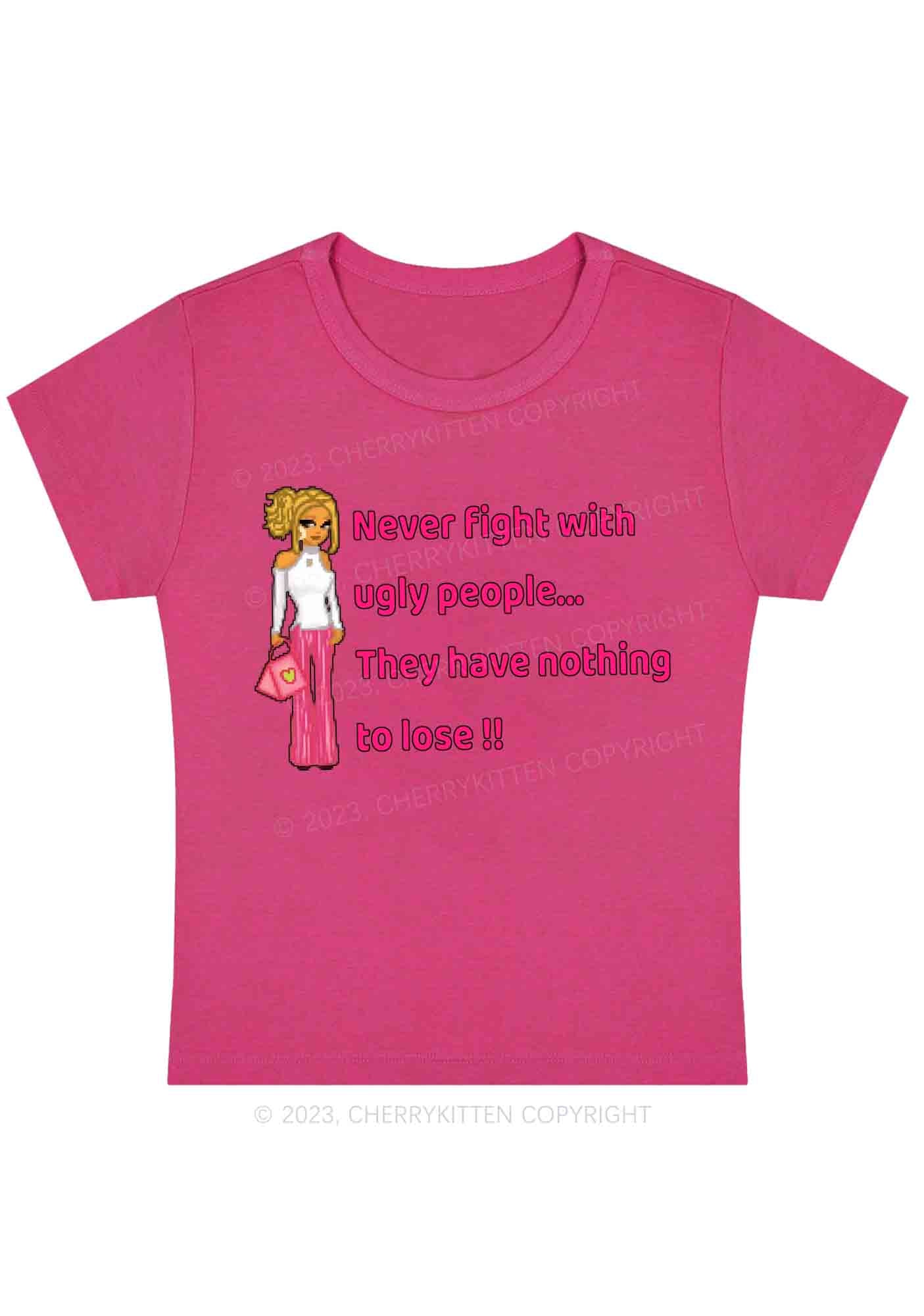 Curvy Never Fight With Ugly People Y2K Baby Tee Cherrykitten