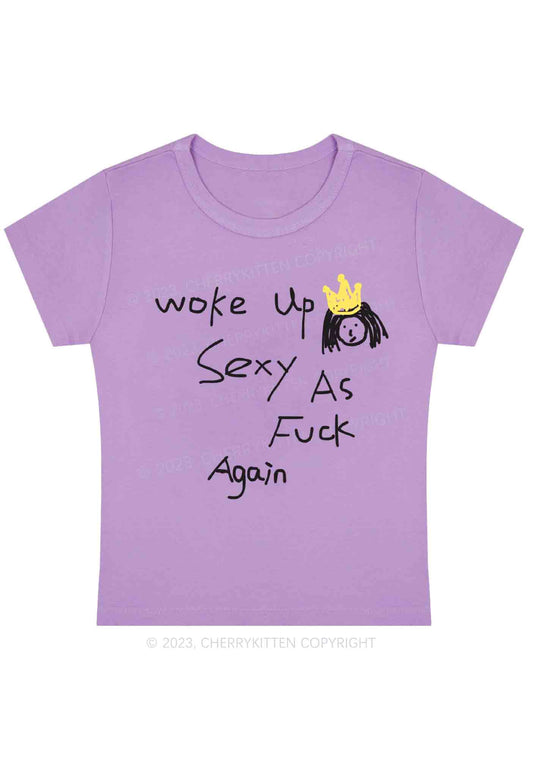 Woke Up As Fxxk Again Y2K Baby Tee Cherrykitten