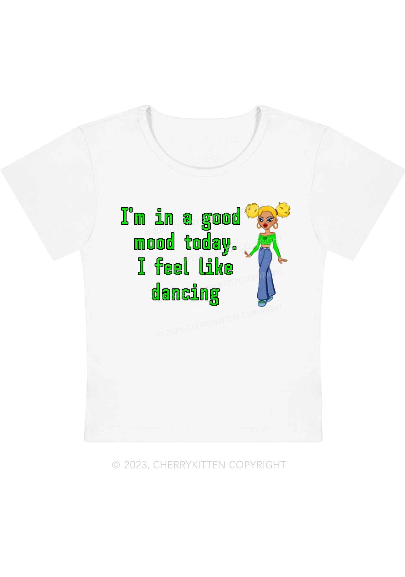 Curvy I'm In A Good Mood Today Y2K Baby Tee Cherrykitten