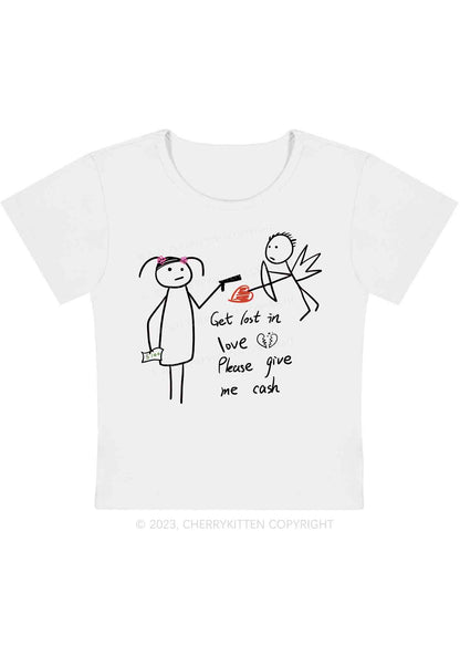 Curvy Please Give Me Cash Not Love Y2K Baby Tee Cherrykitten