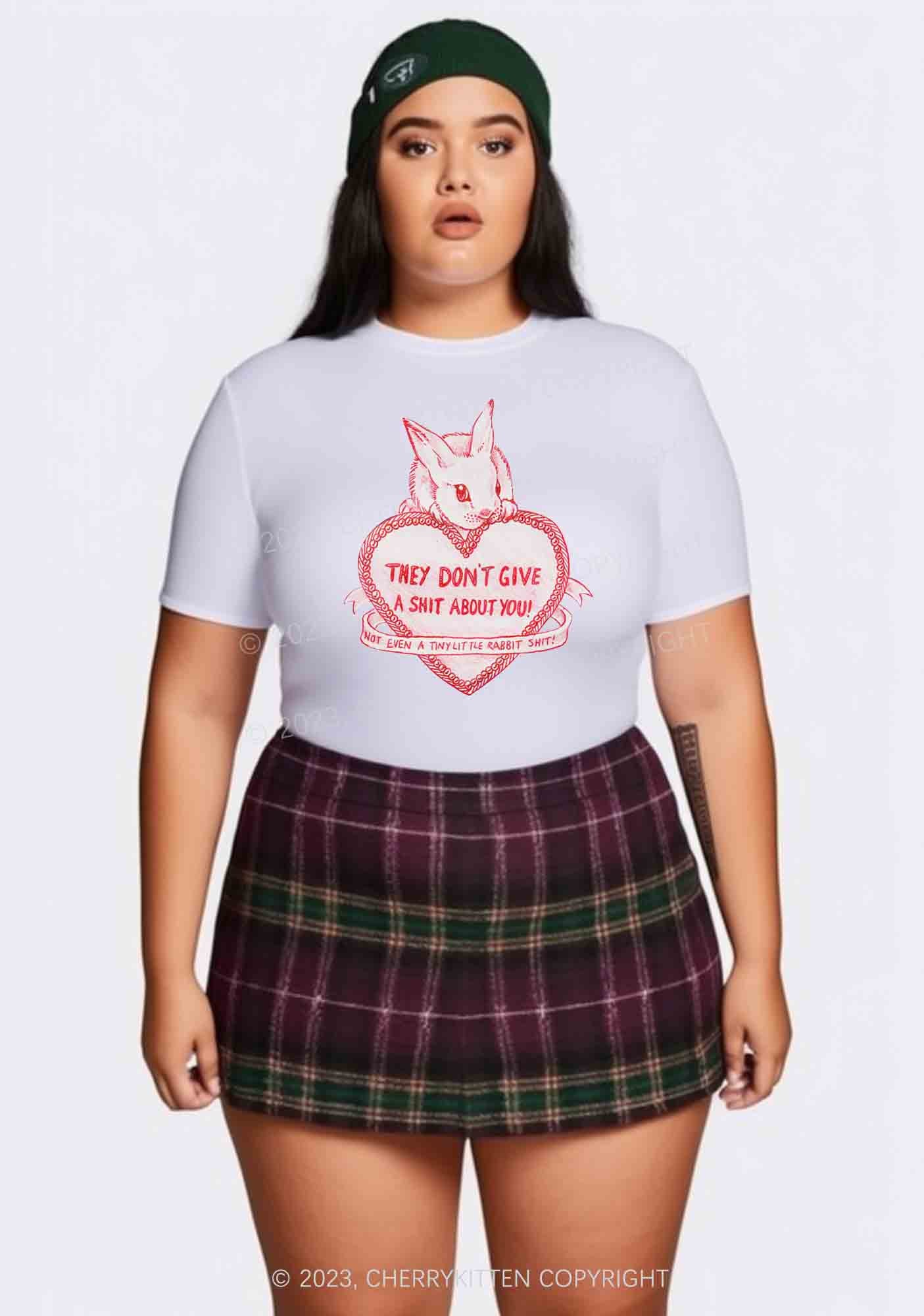 Curvy They Don't Give A Shxt About You Y2K Baby Tee Cherrykitten
