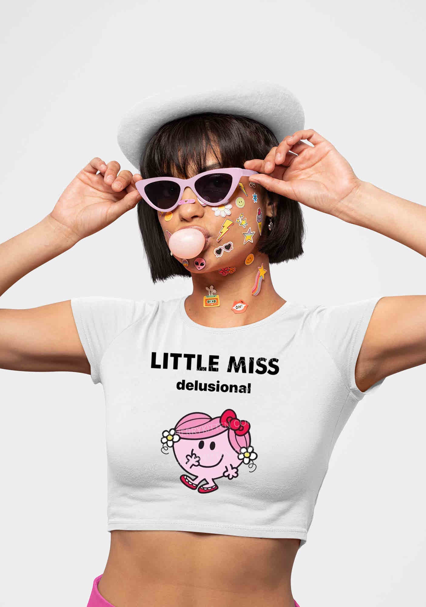 Little Miss Delusional Y2K Baby Tee Cherrykitten