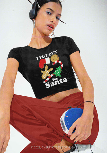 I Put Out For Santa Christmas Y2K Baby Tee Cherrykitten