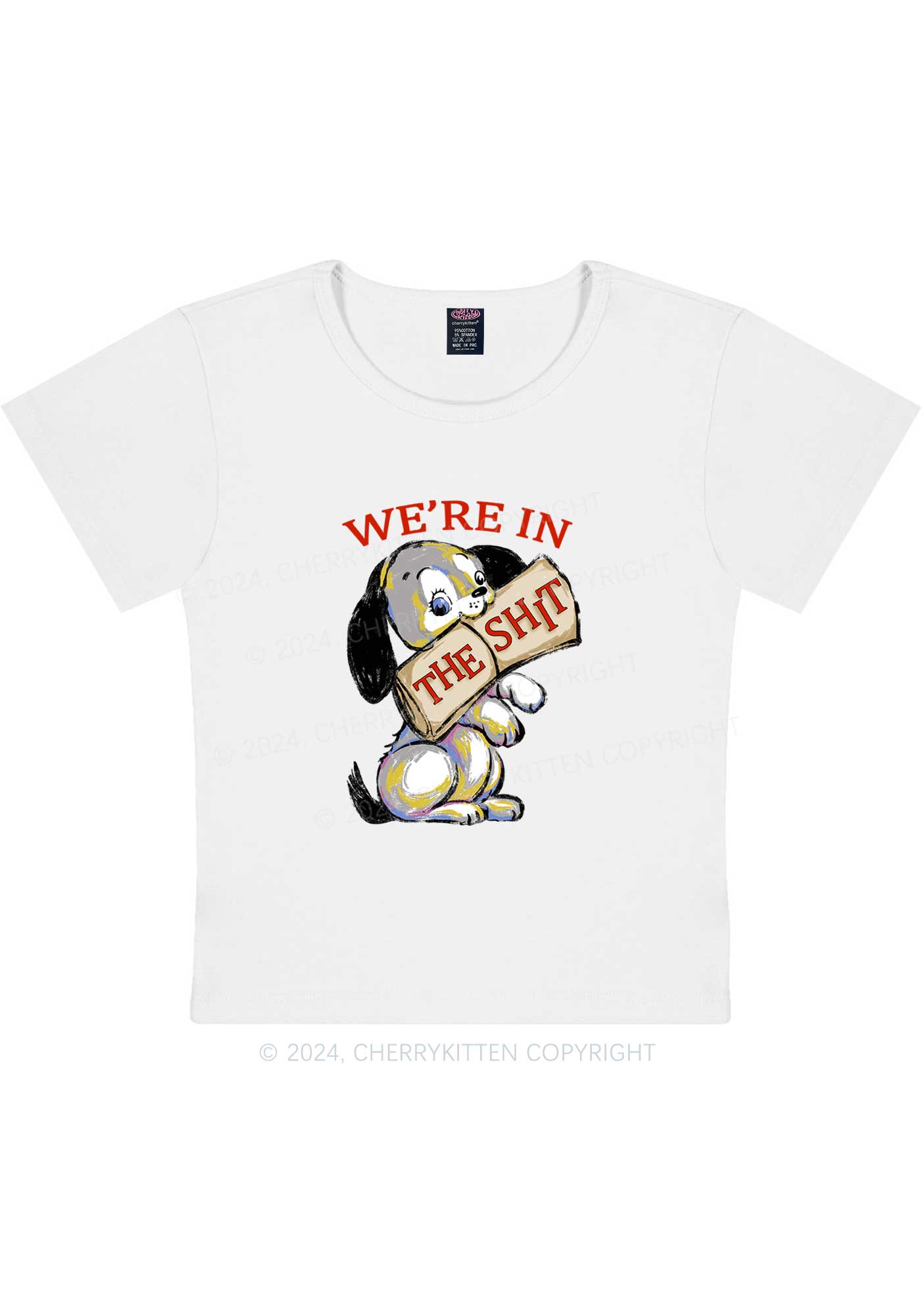 Curvy Funny Dog Y2K Baby Tee Cherrykitten