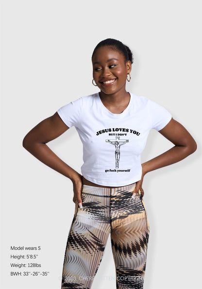 Jesus Loves You Y2K Baby Tee Cherrykitten