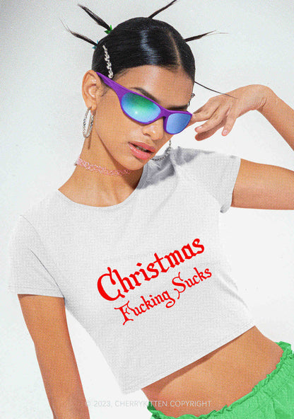 Christmas Sucks Y2K Baby Tee Cherrykitten