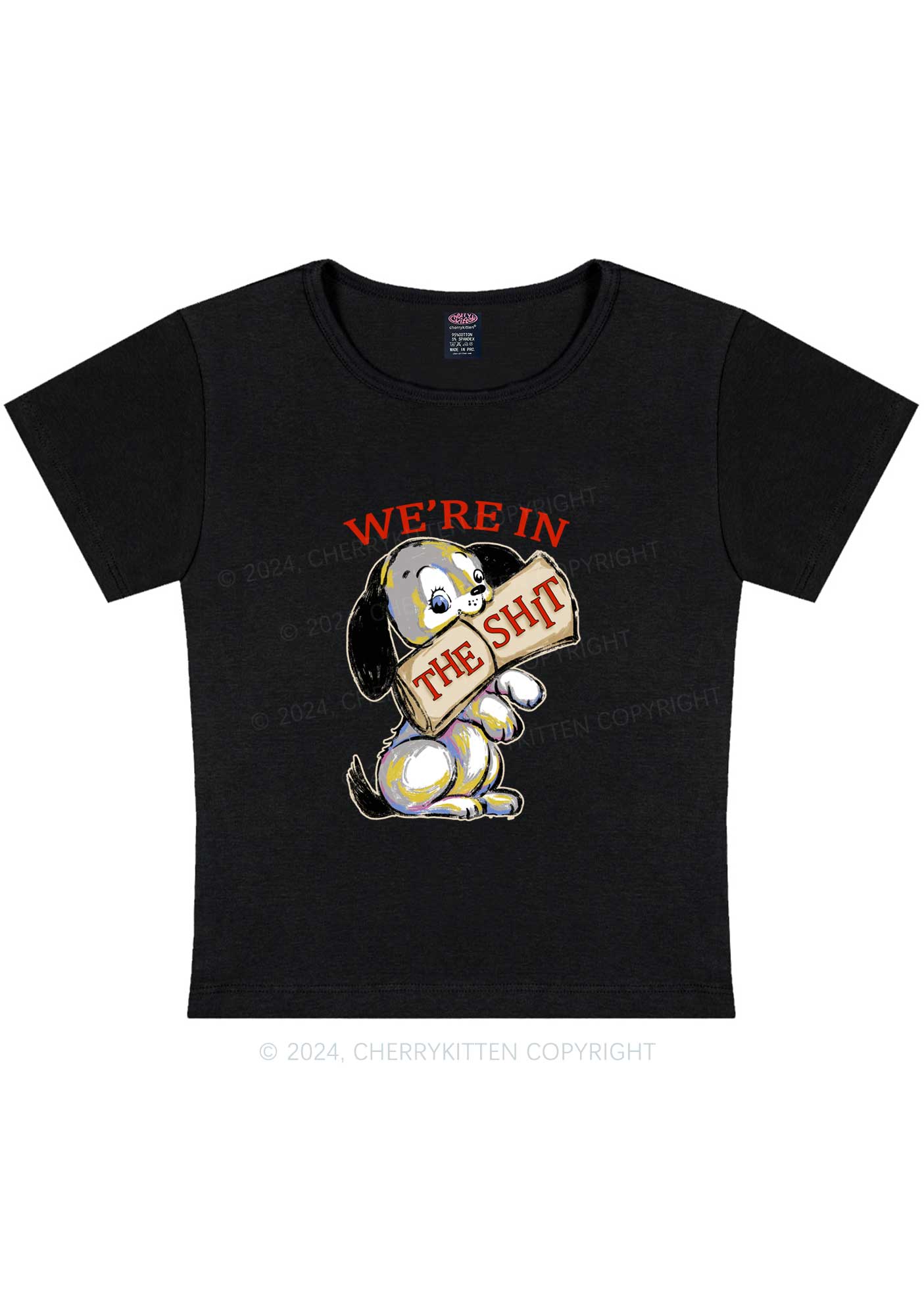 Curvy Funny Dog Y2K Baby Tee Cherrykitten