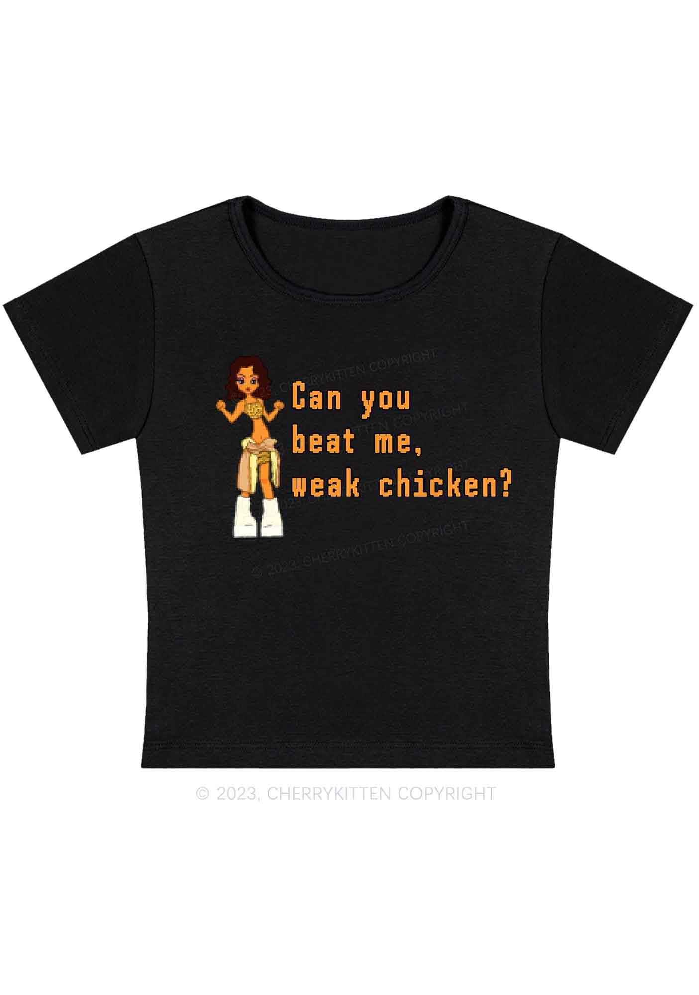 Curvy Can You Beat Me Y2K Baby Tee Cherrykitten
