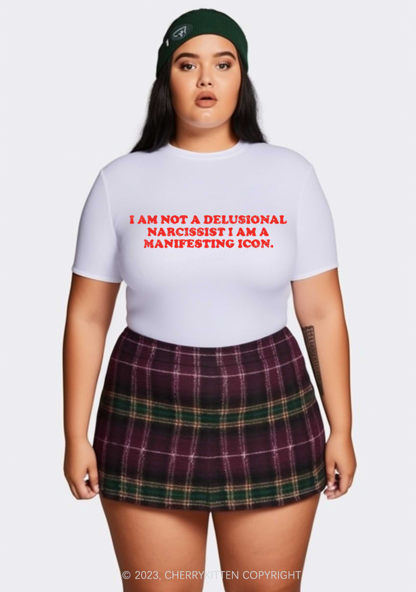 Curvy I Am Not A Delusional Narcissist Y2K Baby Tee Cherrykitten