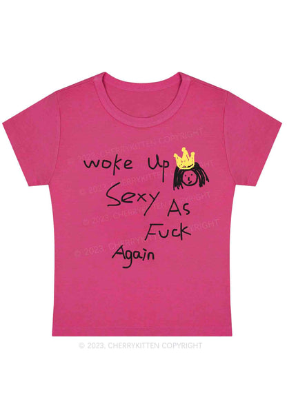 Curvy Woke Up As Fxxk Again Y2K Baby Tee Cherrykitten