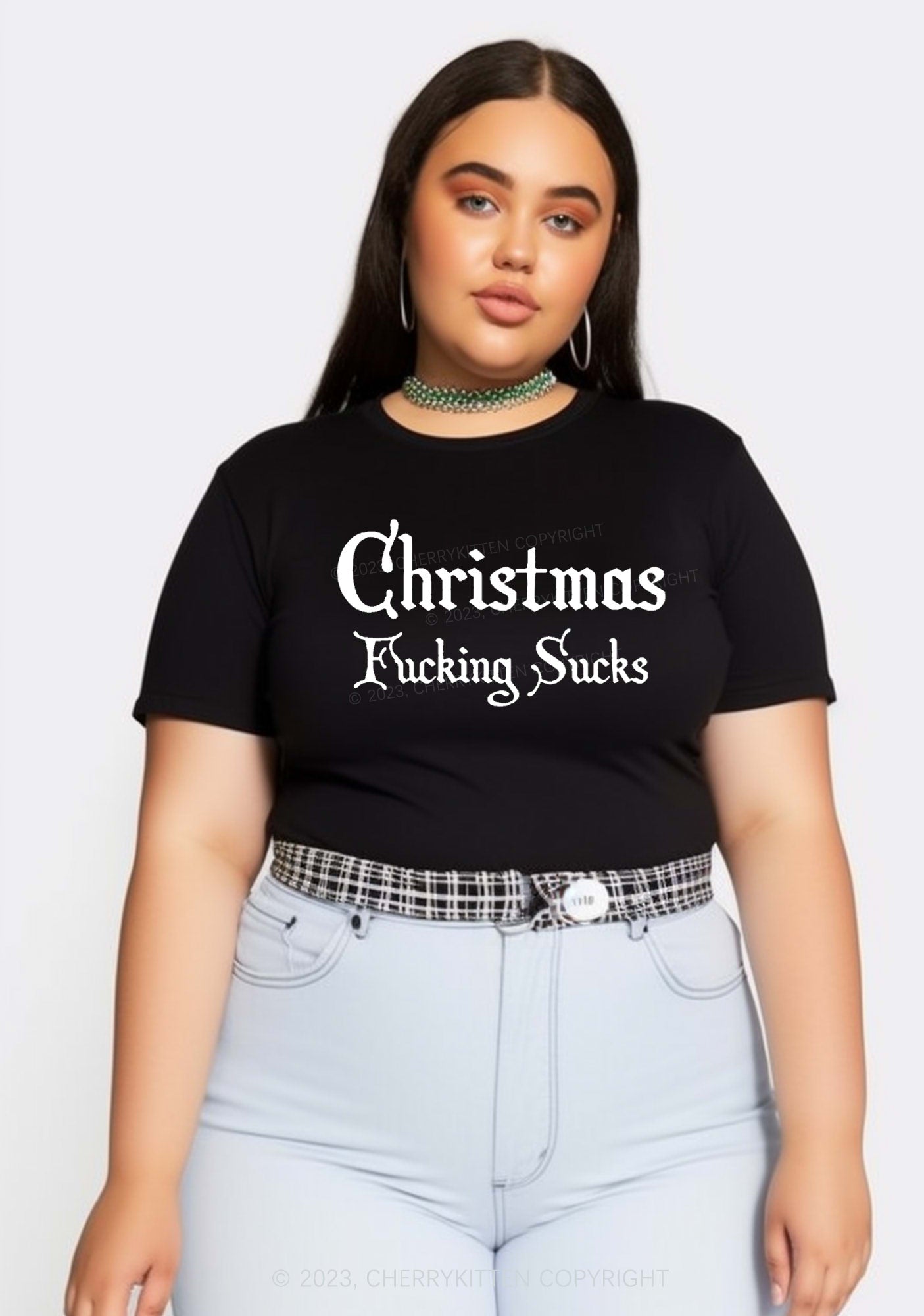 Christmas Sucks Y2K Baby Tee Cherrykitten