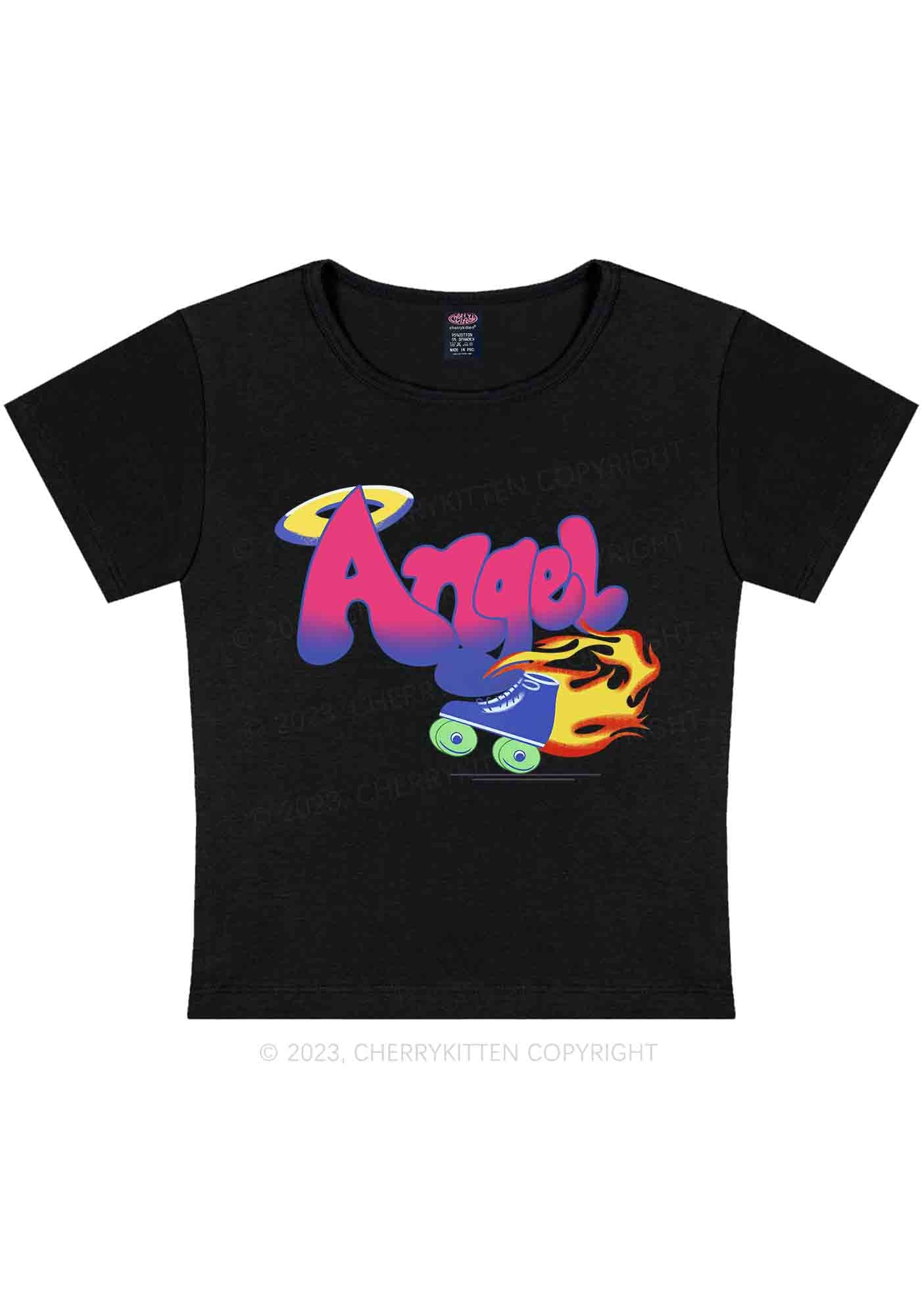 Curvy Fire Angel Y2K Baby Tee Cherrykitten