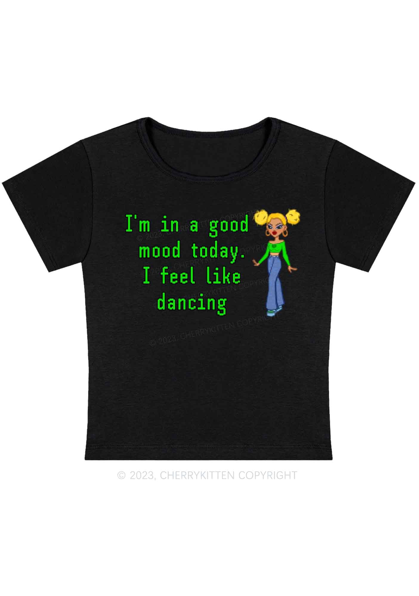 Curvy I'm In A Good Mood Today Y2K Baby Tee Cherrykitten