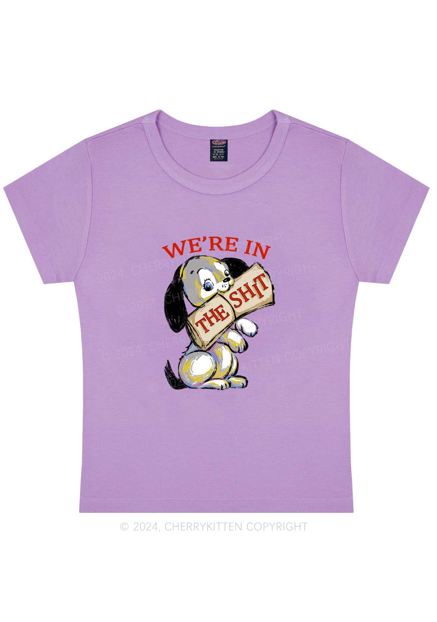 Curvy Funny Dog Y2K Baby Tee Cherrykitten