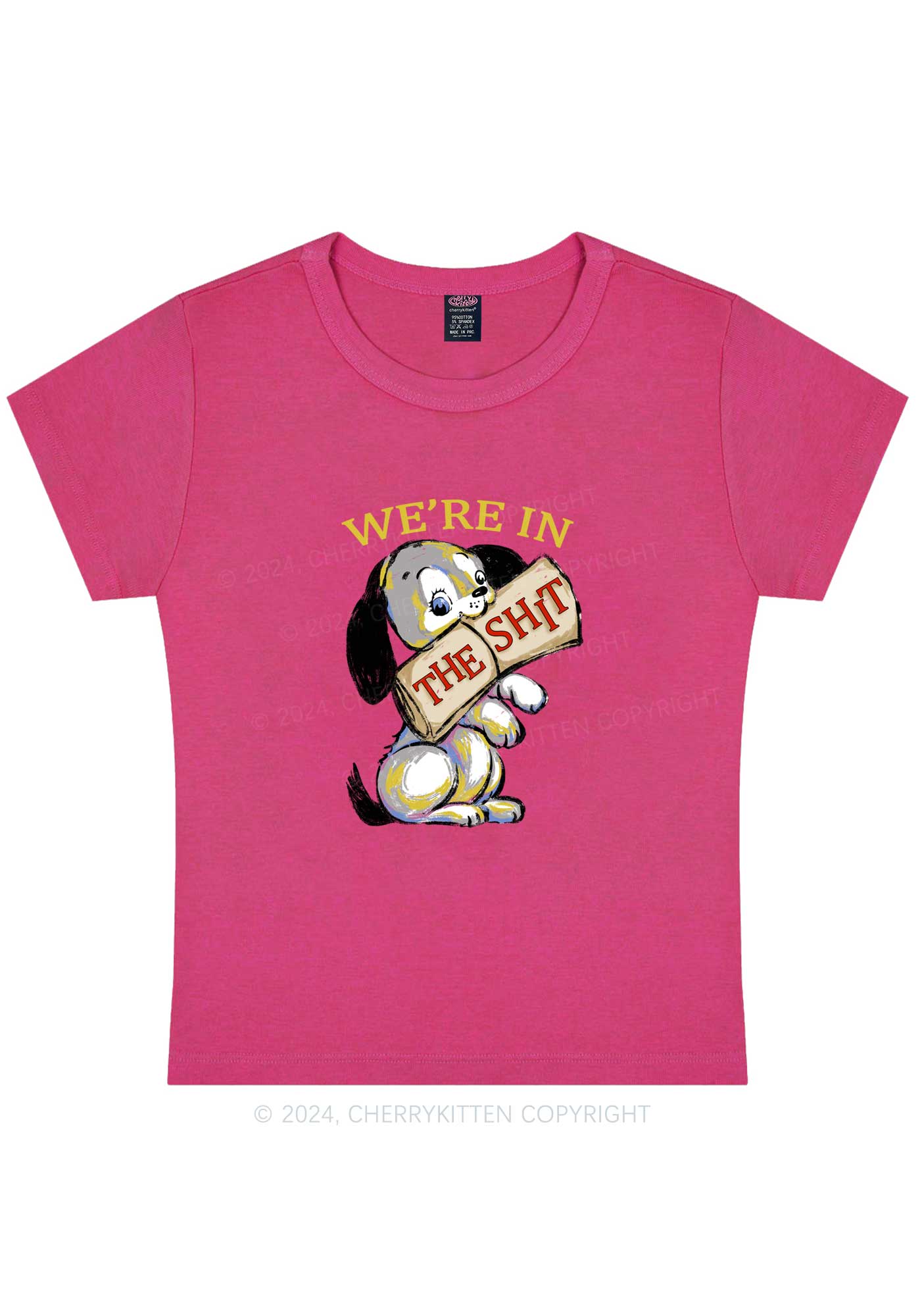 Curvy Funny Dog Y2K Baby Tee Cherrykitten