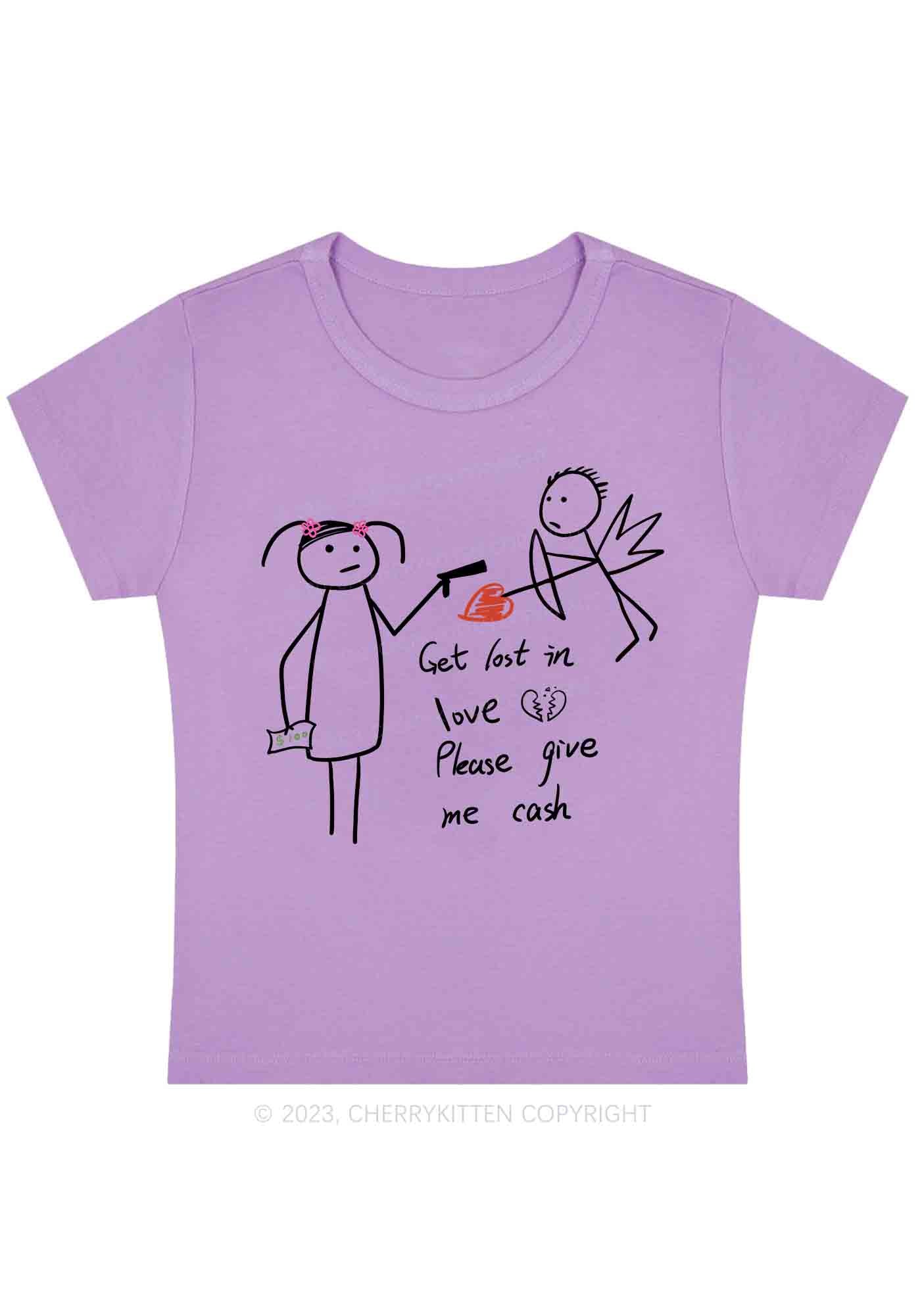 Curvy Please Give Me Cash Not Love Y2K Baby Tee Cherrykitten