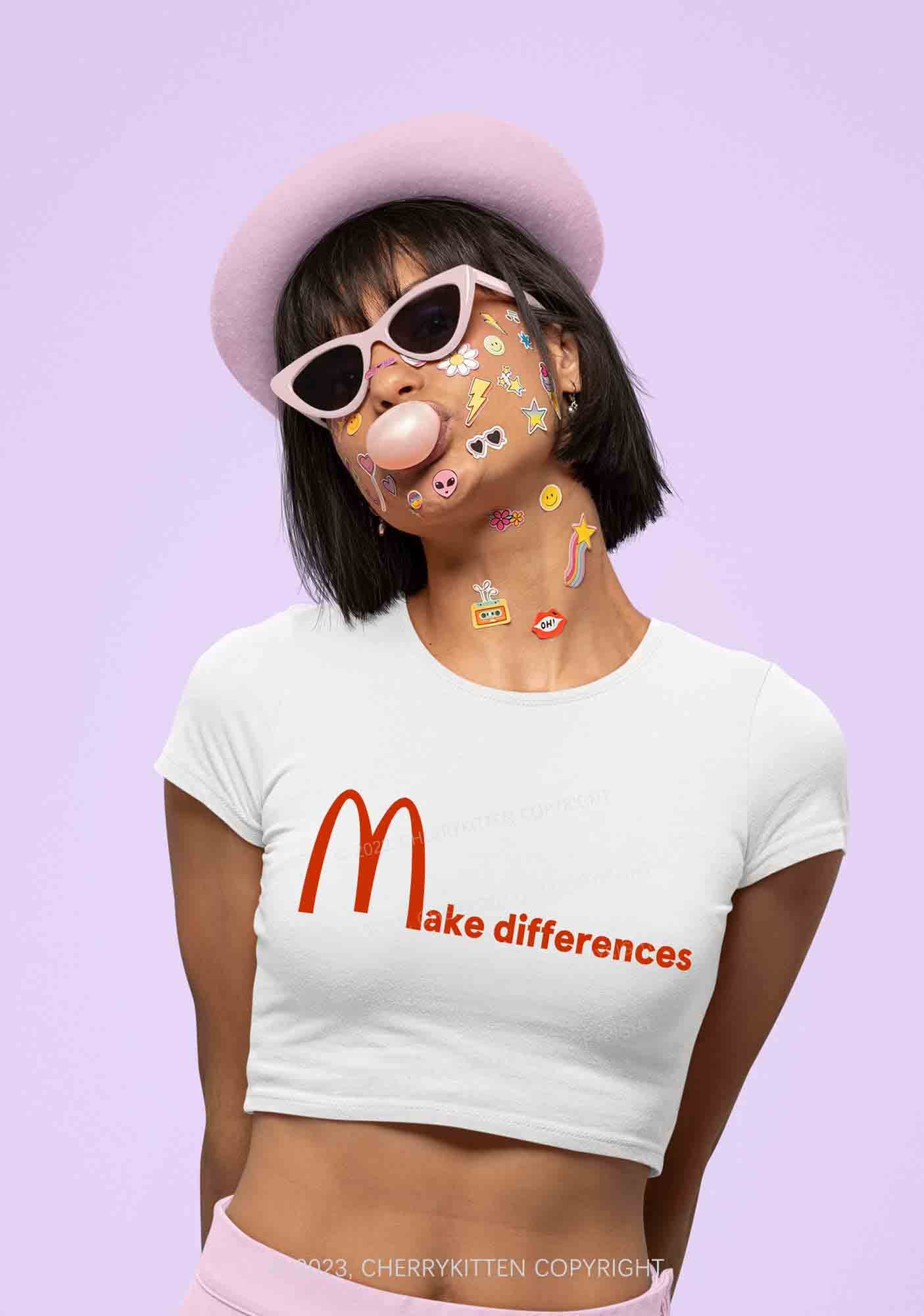 Make Differences Y2K Baby Tee Cherrykitten