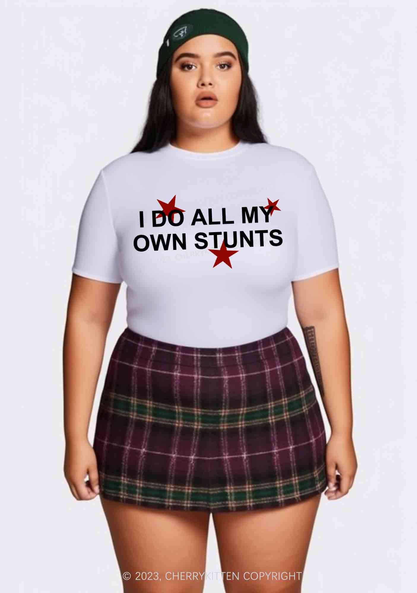 Curvy All My Own Stunts Baby Tee Cherrykitten
