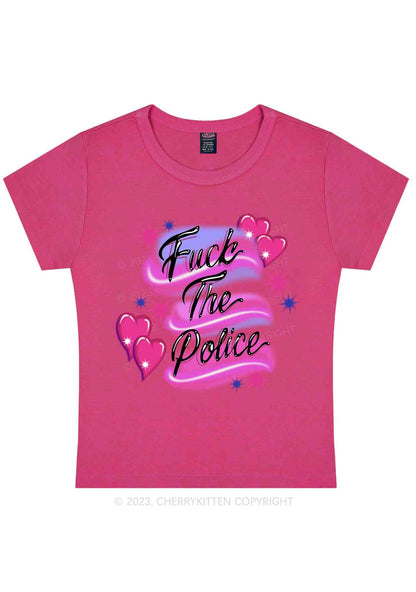 Curvy Fxxk The Police Flying Heart Y2K Baby Tee Cherrykitten