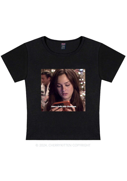 Holly Jolly Christmas Y2K Baby Tee Cherrykitten