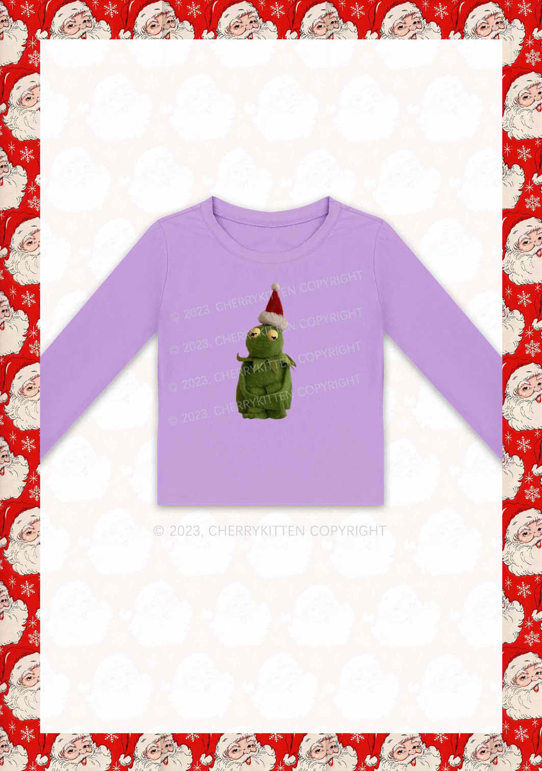 Christmas Plush Frog Y2K Long Sleeve Crop Top Cherrykitten