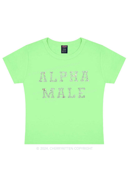Rhinestone Alpha Male Y2K Baby Tee Cherrykitten