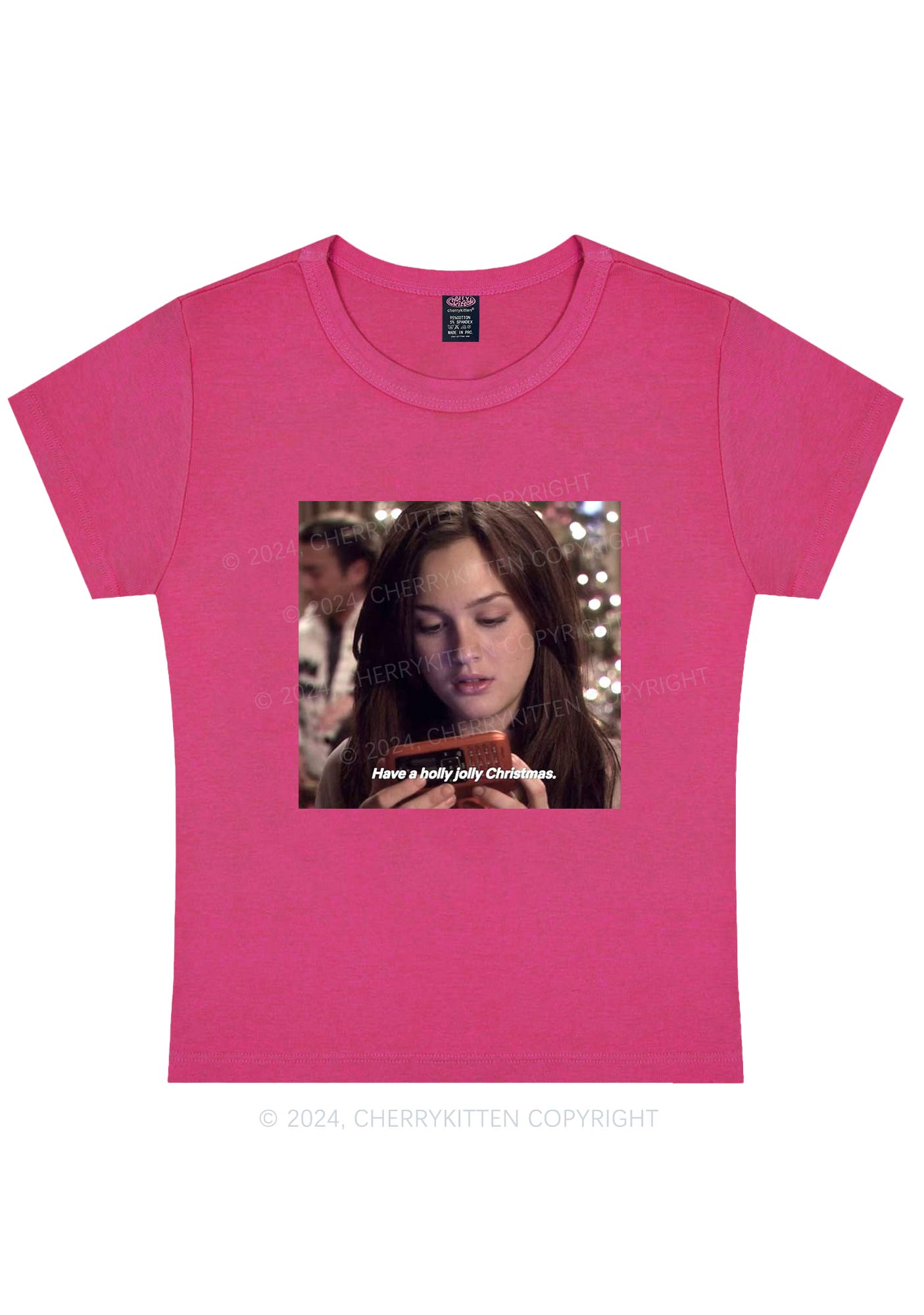 Holly Jolly Christmas Y2K Baby Tee Cherrykitten