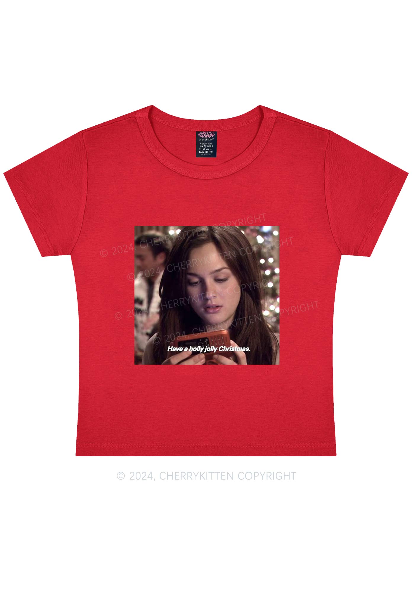 Holly Jolly Christmas Y2K Baby Tee Cherrykitten