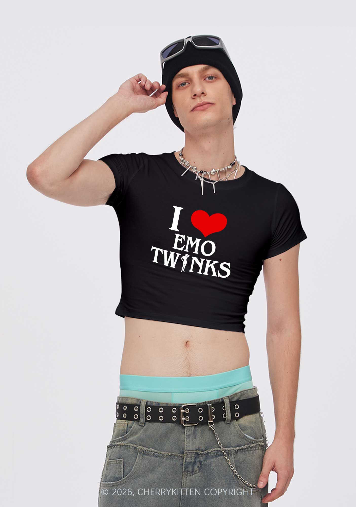 I Love Emo Twinks Pride Y2K Baby Tee Cherrykitten