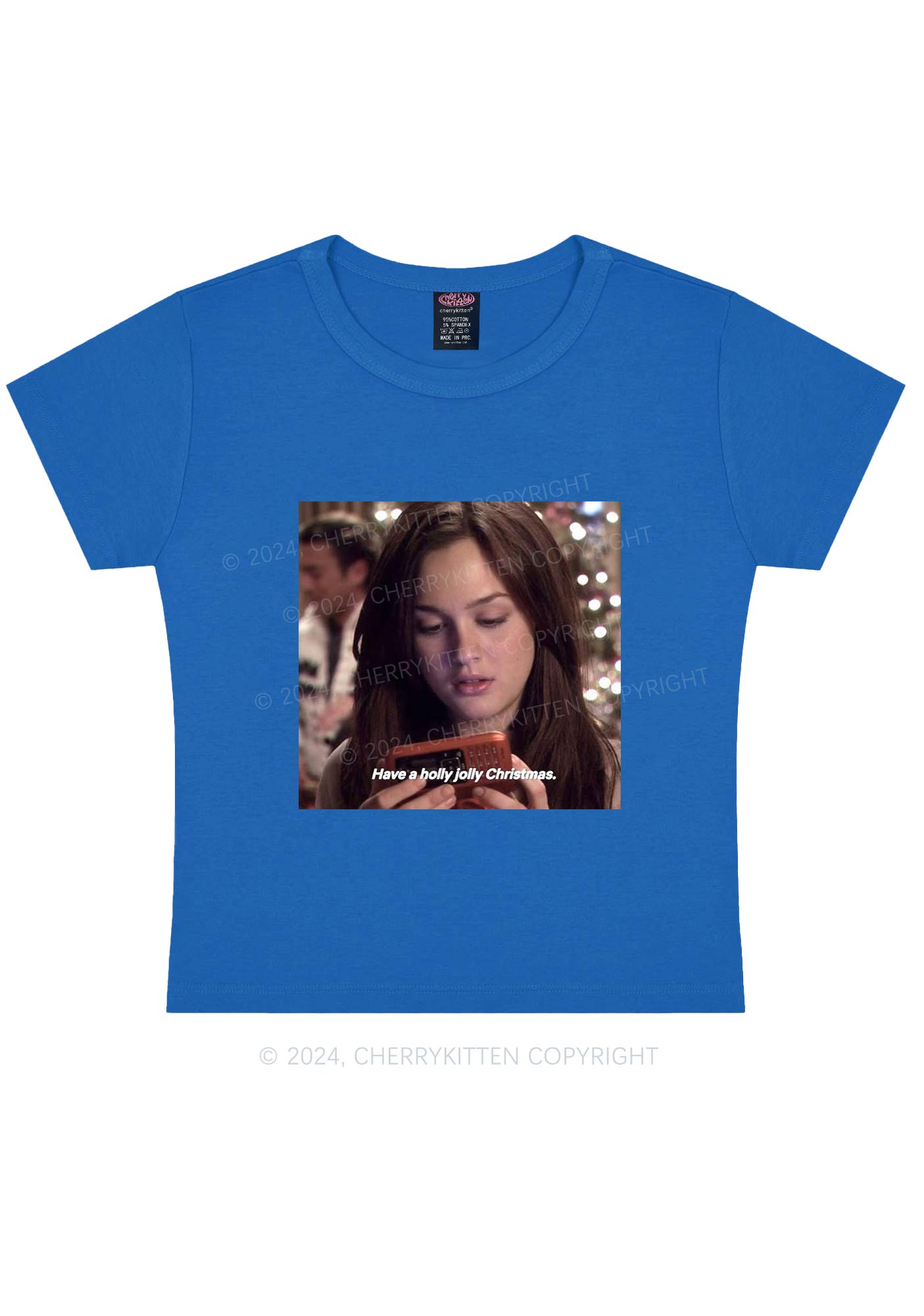 Holly Jolly Christmas Y2K Baby Tee Cherrykitten