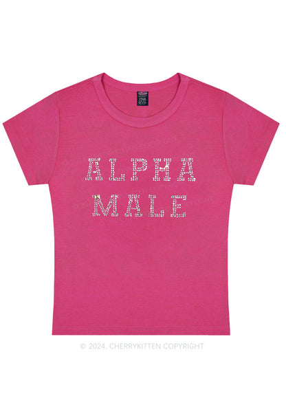 Rhinestone Alpha Male Y2K Baby Tee Cherrykitten