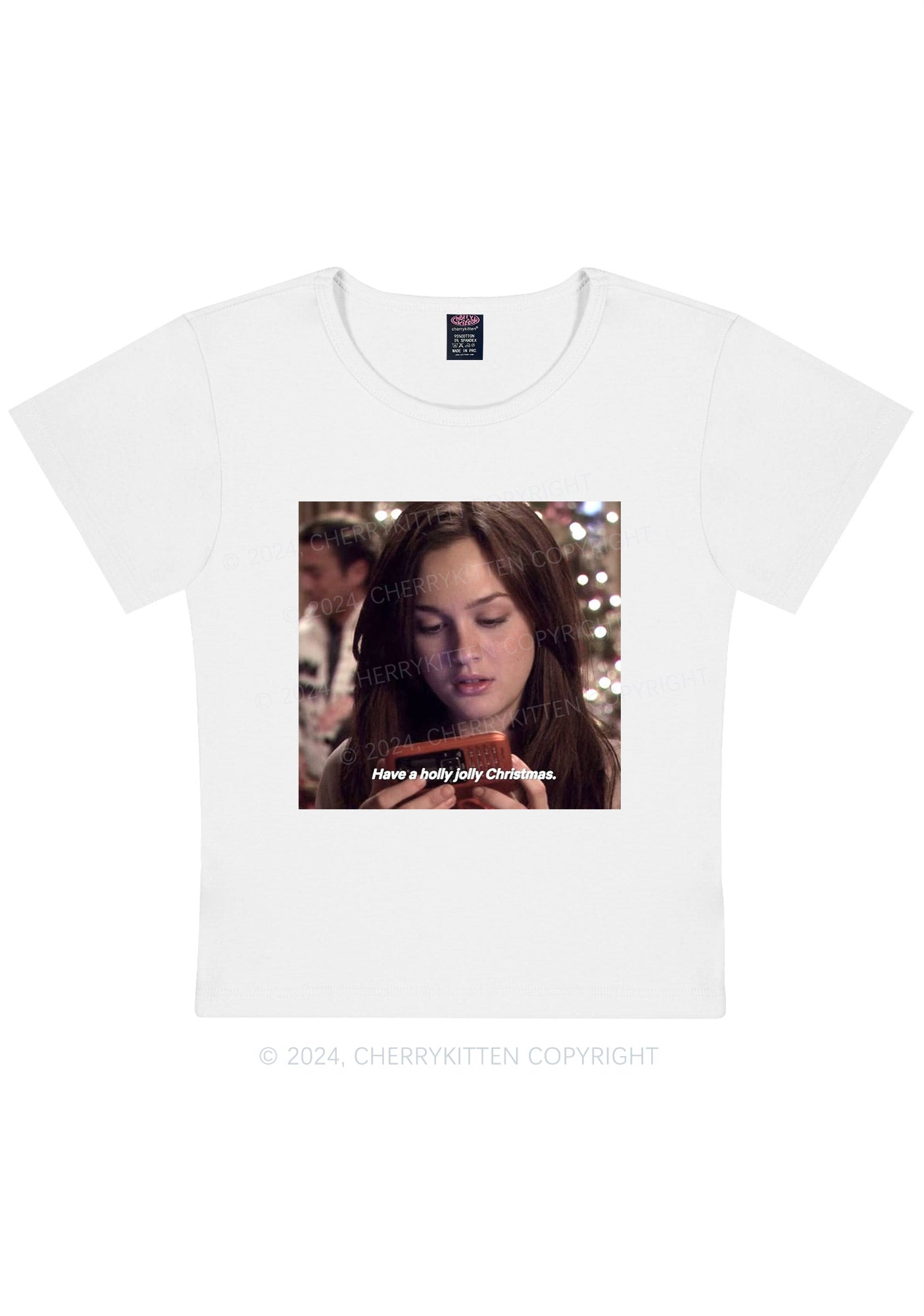 Holly Jolly Christmas Y2K Baby Tee Cherrykitten