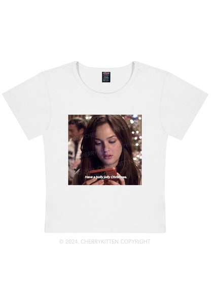 Holly Jolly Christmas Y2K Baby Tee Cherrykitten