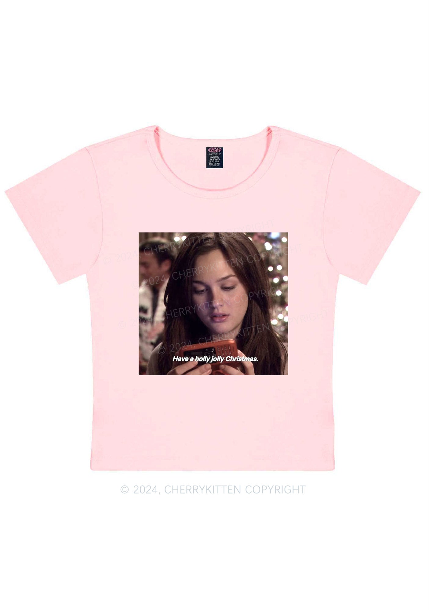 Holly Jolly Christmas Y2K Baby Tee Cherrykitten