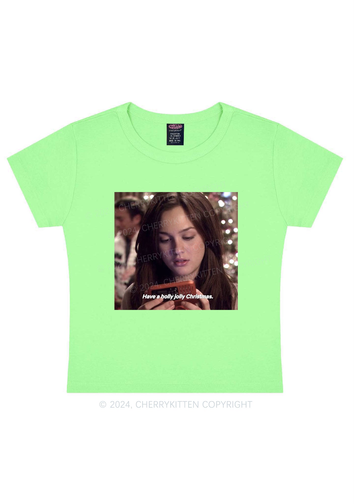 Holly Jolly Christmas Y2K Baby Tee Cherrykitten