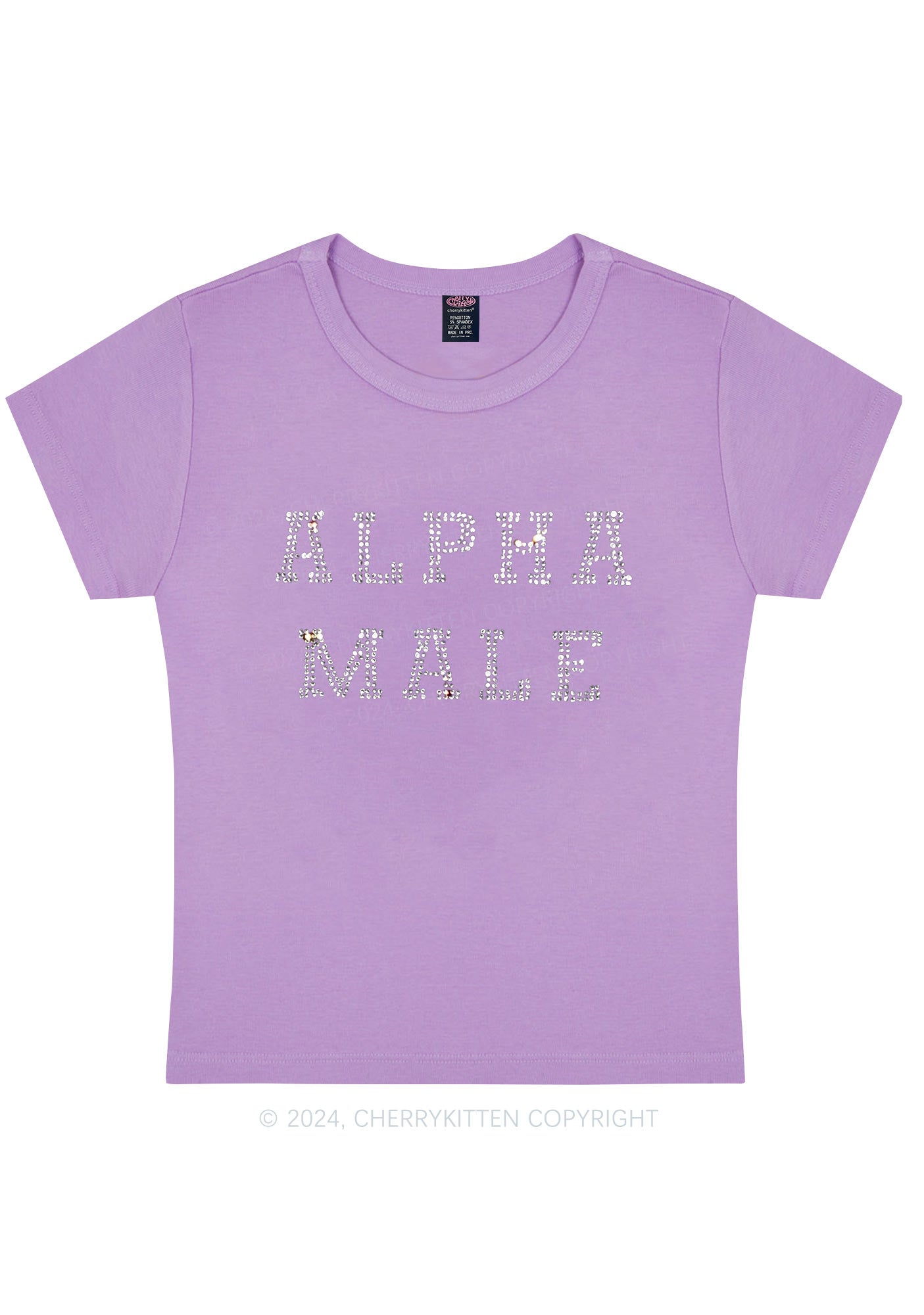Rhinestone Alpha Male Y2K Baby Tee Cherrykitten