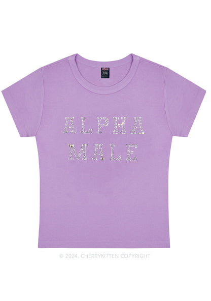 Rhinestone Alpha Male Y2K Baby Tee Cherrykitten