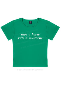 Ride A Mustache Y2K Baby Tee Cherrykitten
