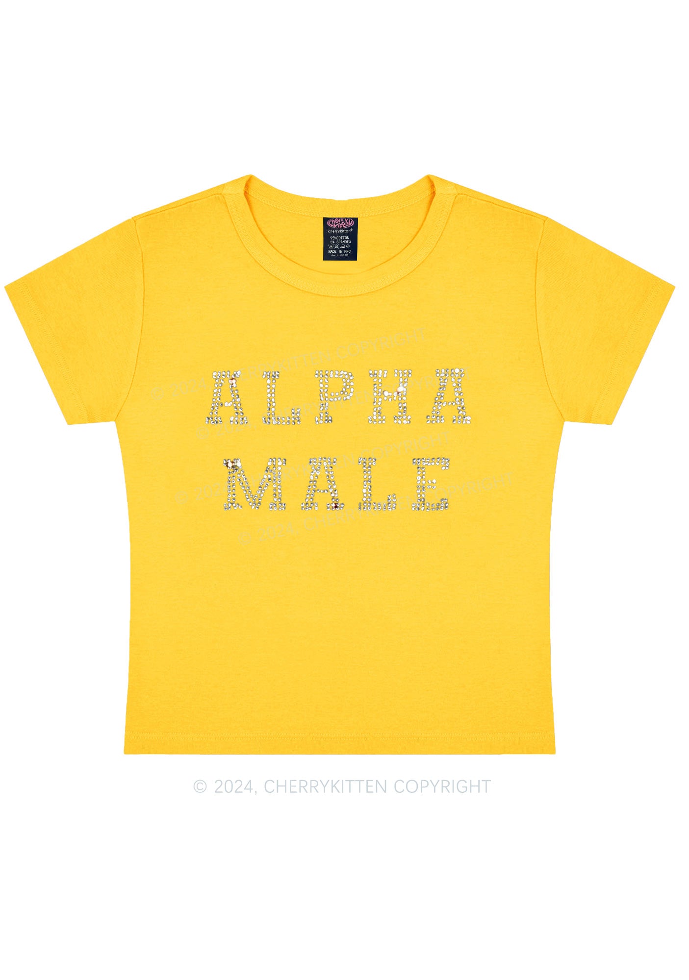 Rhinestone Alpha Male Y2K Baby Tee Cherrykitten