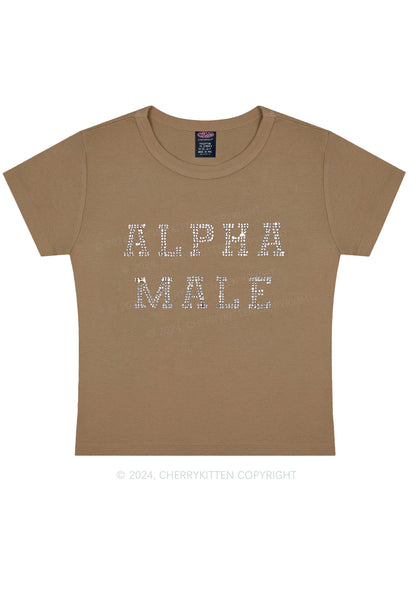 Rhinestone Alpha Male Y2K Baby Tee Cherrykitten
