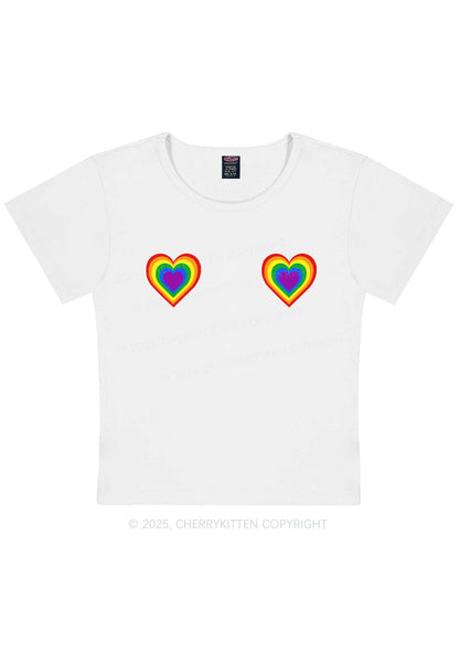 Rainbow Heart Pride Y2K Baby Tee Cherrykitten