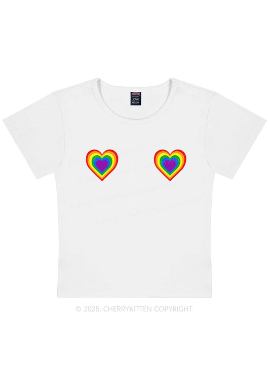 Rainbow Heart Pride Y2K Baby Tee Cherrykitten