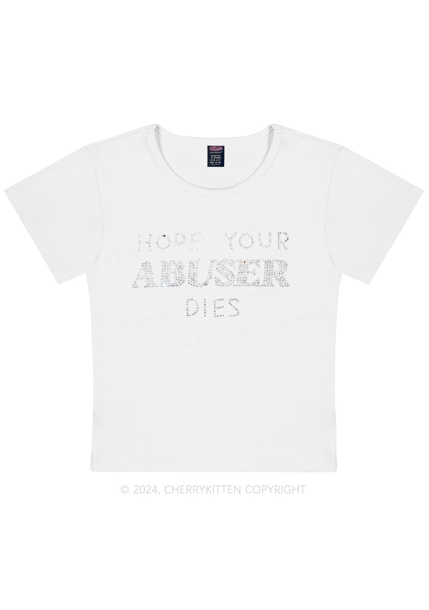 Curvy Rhinestone Abuser Dies Y2K Baby Tee Cherrykitten
