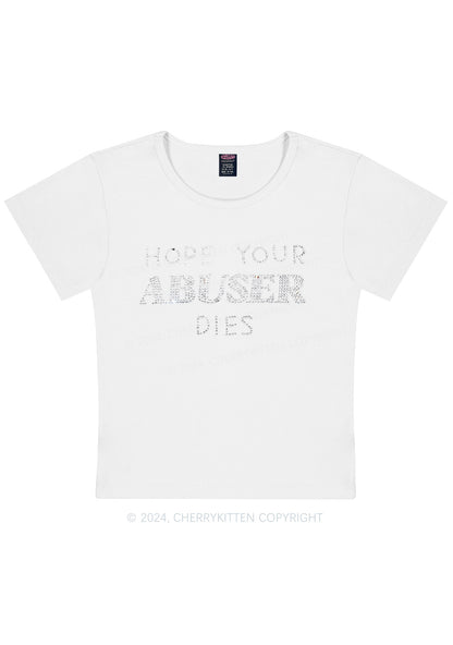 Curvy Rhinestone Abuser Dies Y2K Baby Tee Cherrykitten